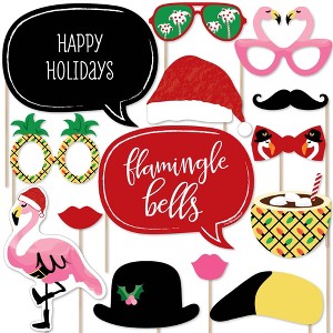 Big Dot of Happiness Flamingle Bells - Tropical Flamingo Christmas Party Photo Booth Props Kit - 20 Count - 1 of 4