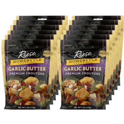 Reese Homestyle Large Cut Garlic Butter Premium Croutons - Case of 12/5 oz