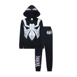 Marvel Spiderman Boys Zip Up Hoodie and Jogger Set for Little and Big Kids – Black - 1 of 4