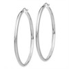 Black Bow Jewelry 2.75mm x 50mm Polished 14k White Gold Domed Round Hoop Earrings - 2 of 4