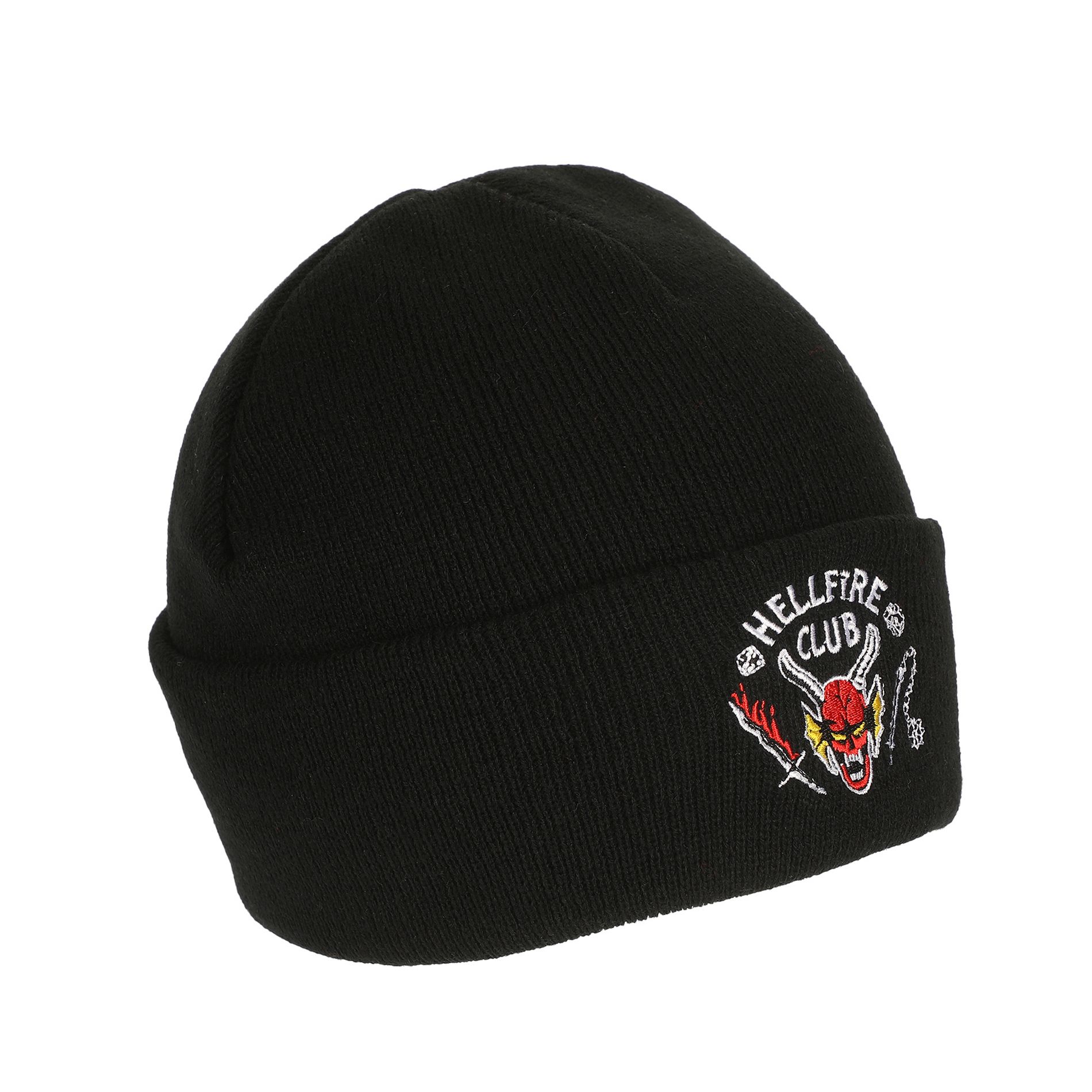 Stranger Things Hellfire Club Embroidery On Black Acrylic Knit Cuff Beanie