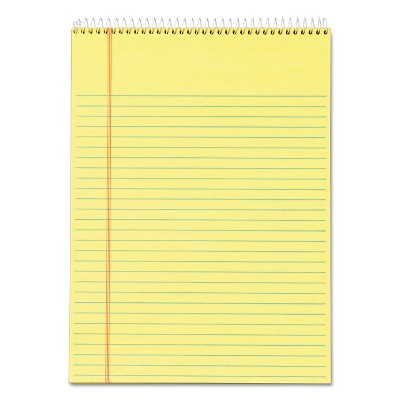 TOPS Docket Wirebound Ruled Pad w/Cover 8 1/2 x 11 3/4 Canary 70 Sheets 63621