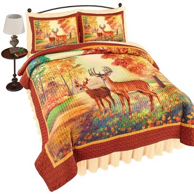 Collections Etc Charming Autumn Forest Path Deer Scene Quilt