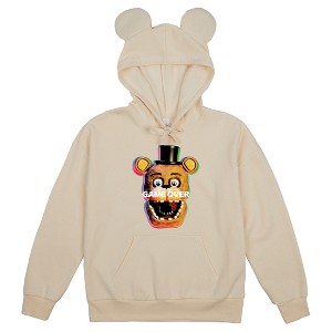 Five Nights At Freddy's Game Over Freddy Women's Tofu Long Sleeve Hooded Sweatshirt With 3D Ears - 1 of 2