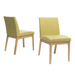 Kwame Dining Chair - Natural Oak/Green Tea (Set of 2) - Christopher Knight Home, Green Tea/ Brown