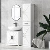 HOMCOM Farmhouse Pedestal Sink Storage Cabinet, Freestanding Bathroom Sink Cabinet with 2 Barn Doors and Adjustable Shelf, White - image 2 of 4