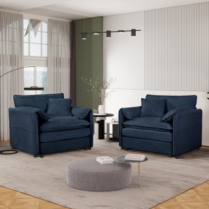 DOMETOUR Oversized Chenille Oversized Accent Sofa Chair Set of 2, Modern Armchair Reading Chairs for Bedroom, Living Room - 1 of 4
