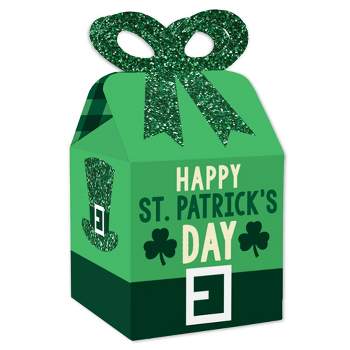 Big Dot of Happiness St. Patrick's Day - Square Favor Gift Boxes - Saint Paddy's Day Party Bow Boxes - Set of 12