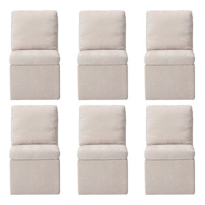 WestinTrends Soho Modern Upholstered Chenille Armless Dining Chairs With Casters (Set of 6)