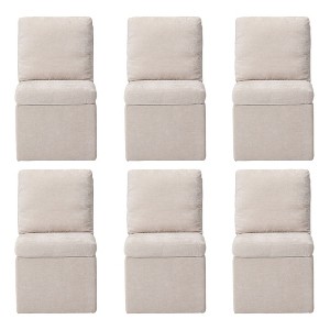 WestinTrends Soho Modern Upholstered Chenille Armless Dining Chairs With Casters (Set of 6) - 1 of 4