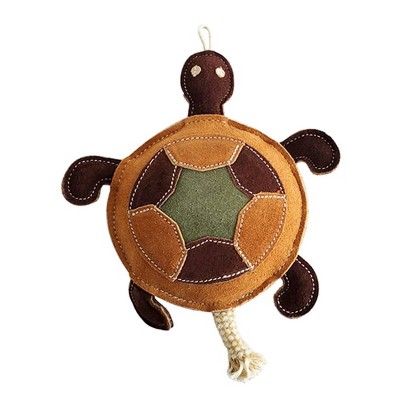 American Pet Supplies 10-Inch Vegan Leather Patchwork Turtle - Dog Chew Toy