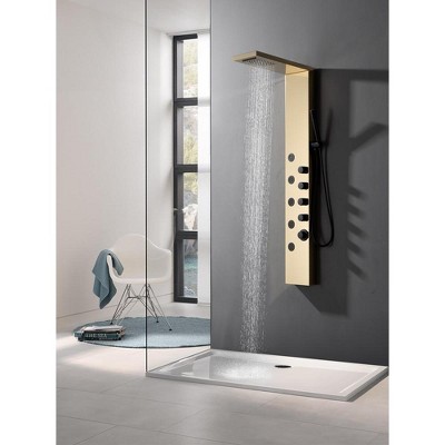 Black Gold Thermostatic Shower Panel with Body Jets