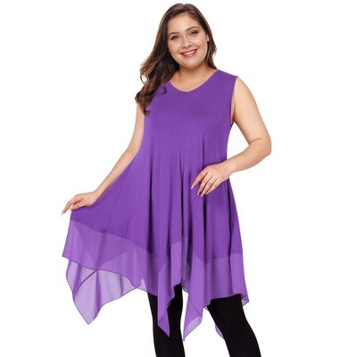 Womens Plus Size  Spliced Asymmetrical Tunic Top Dark