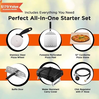 Commercial Chef 12" Portable Propane Gas Outdoor Pizza Oven
