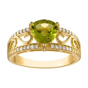 Designs By Gioelli 14K Gold Over Sterling Silver Peridot And .2 cttw Diamond Filigree Ring - 1 of 3