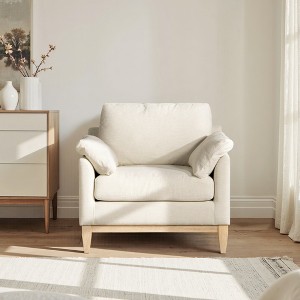 36" Wide Modern Farmhouse Accent Arm Chair with Removable Seat and Reversible Back Cushions - 1 of 4