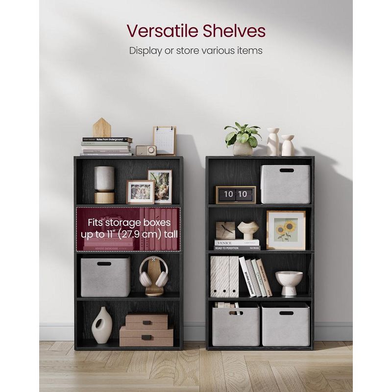 VASAGLE Bookshelf, 23.6 Inches Wide, 4-Tier Open Bookcase with Adjustable Storage Shelves, Floor Standing Unit, 4 of 9