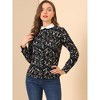 INSPIRE CHIC Women's Floral Printed Button Down Contrast Collar Full Placket Long Sleeve Work Top Blouse Shirts - 2 of 4