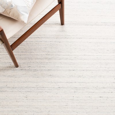 Handmade Beige and Light Grey Wool Flat Woven Rug, 5' x 8'