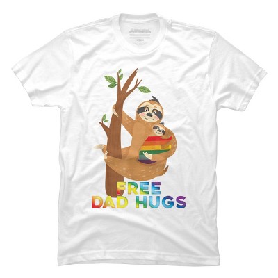 Adult Design By Humans Free Dad Hugs Rainbow Sloth Pride By KangThien T-Shirt
