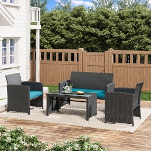 EROMMY 4 PCS Outdoor Seating Group with Cushions for 4 Person - 1 of 4