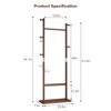 PDTEND Walnut Freestanding Solid Wood Coat Rack for Bedroom, Entryway & Living Room - 4 of 4