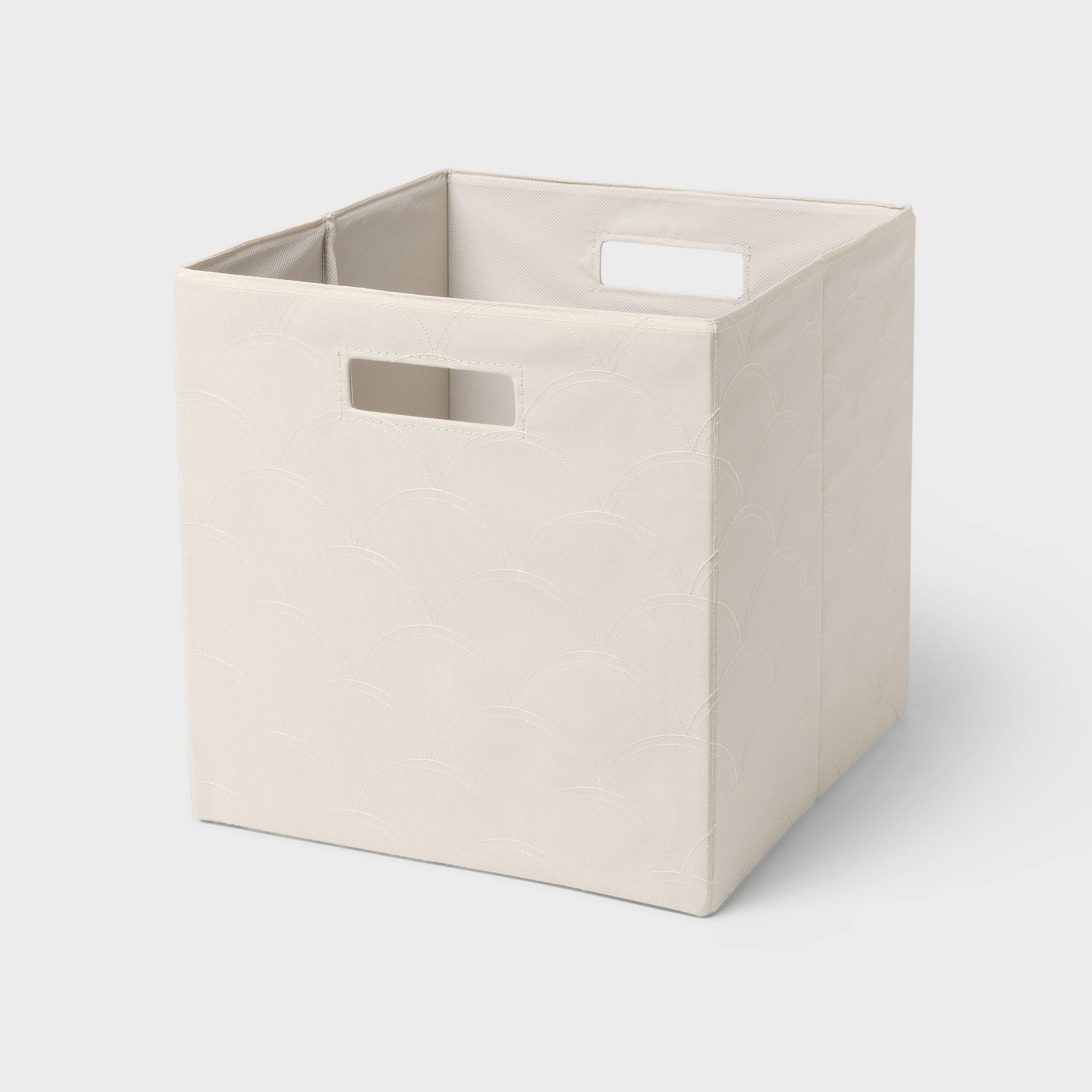 13"x13'' Fabric Bin Embroidered Shells Khaki - Brightroom™