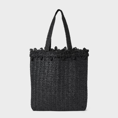 Straw Large Floral Print Tote Handbag - A New Day™