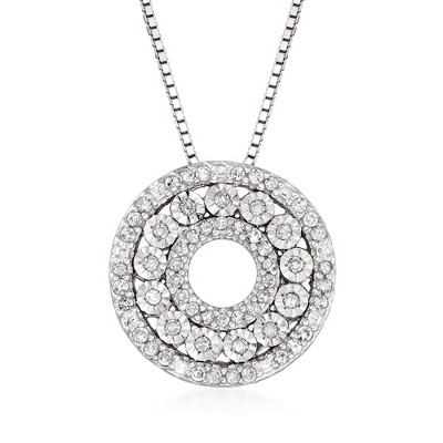 Ross-Simons 0.21 ct. t.w. Diamond Open-Circle Pendant Necklace in Sterling Silver