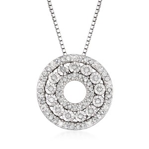 Ross-Simons 0.21 ct. t.w. Diamond Open-Circle Pendant Necklace in Sterling Silver - 1 of 3
