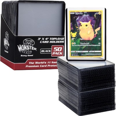 Top Loaders for Collectible Trading Cards - 50 Count 3"x4" Clear Hard Plastic Protector (Black Border) Compatible w Magic Gathering, Yugioh, Sports