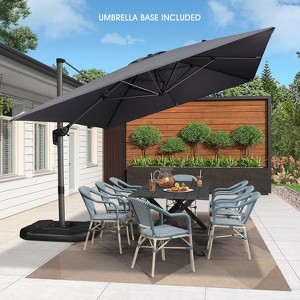 PURPLE LEAF Cantilever Umbrella Rectangle Outdoor Patio Umbrella Large Offset Hanging Umbrella with 360-degree Rotation Adjustable With Base - 1 of 4