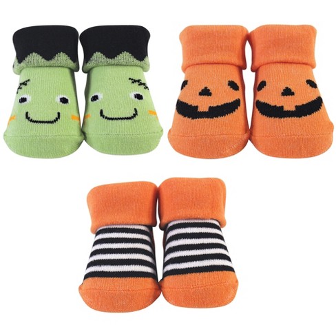 Hudson Baby Infant Boy Socks Boxed Giftset Pumpkin Monster One