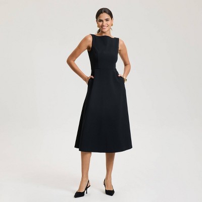 Women's Tailored Midi Dress - A New Day™ Black