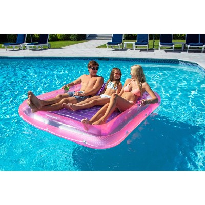 Pink and Purple Inflatable Pool Lounger with Pillows