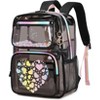Hachikiko Clear Heart Confetti Backpack - 16.5" Large Capacity with Laptop Sleeve, Heavy Duty TPU, Stadium Approved,Transparent School Bookbag - 2 of 4