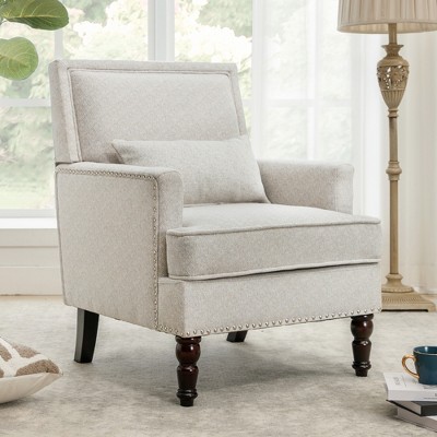 Arceso 25.6-in W Modern Herrinbone Linen Accent Armchair