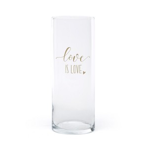 "Love is Love" Vase Clear: Glass Flower Vase, 9" Tall, Hand Wash, Tabletop Decor by Hortense B. Hewitt - 1 of 2