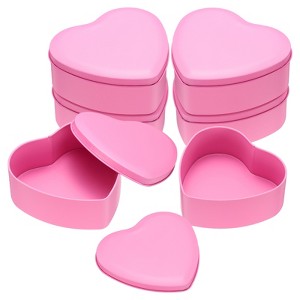 Unique Bargains Heart-Shaped Tinplate Candy Candle Cookie Storage Boxes with Lid 6 Pcs - 1 of 4