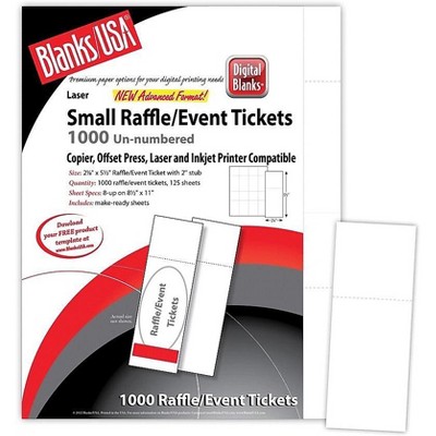 Blanks/USA 2 1/8 x 5 1/2 Digital Smooth Cover Event Ticket White 125/Pack LTN810S8WH