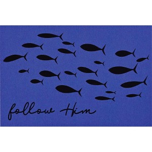 Dicksons IBB-233 Follow Him School Of Fish Royal Blue 3 x 2 Paper Itty Bitty Blessings Card Bookmark, Pack Of 24 - 1 of 2