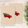 Linum Home Textiles Christmas Truck - Embroidered Luxury 100% Turkish Cotton Hand Towel (Set of 2) - 2 of 3