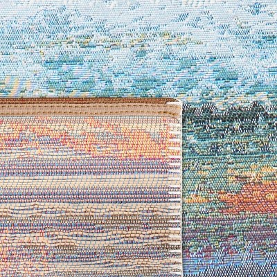 Barbados Light Blue and Pink Synthetic 8' x 10' Abstract Area Rug