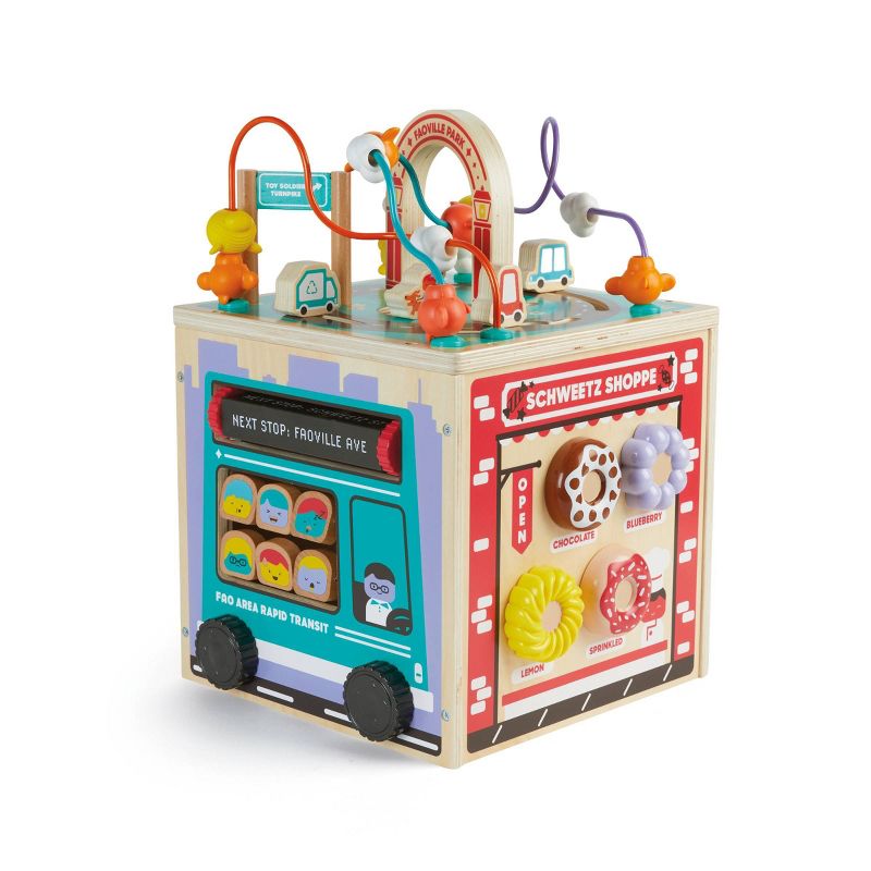 FAO Schwarz Busy City Wooden Activity Cube, 1 of 9