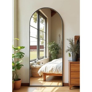 Arched Full-Length Mirror – Freestanding Floor Mirror with Stand, Wall-Mounted for Bedroom (Black) - 1 of 4