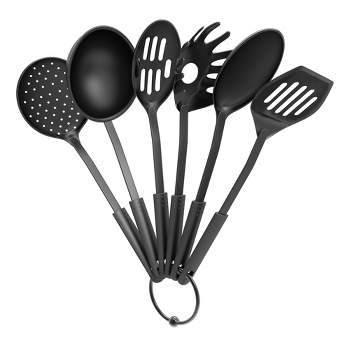 Hastings Home Kitchen Utensil and Gadget Set with Plastic Spatula and Spoons - 6 pieces