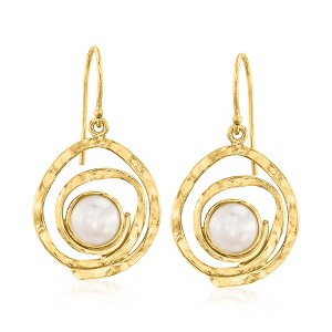Ross-Simons 7-7.5mm Cultured Pearl Swirl Drop Earrings in 18kt Gold Over Sterling - 1 of 3