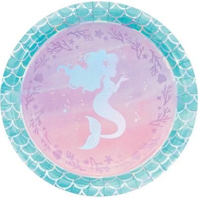 24ct Mermaid Print Iridescent Dinner Plates