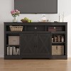 Heynemo Farmhouse TV Stand for 23" Fireplace, 34'' Tall Entertainment Center for 65''+ TV, TV Console with Sliding Bar Door (without Fireplace) - 2 of 4