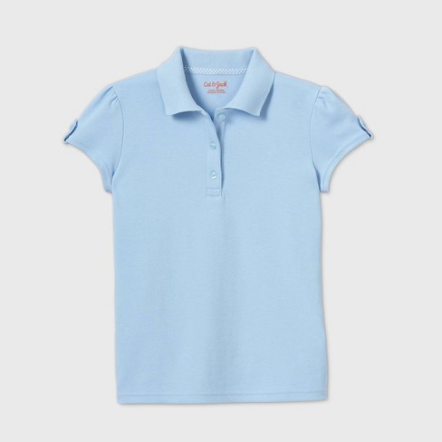 Qty 6 Girls GEORGE UNIFORM White Polo Short Sleeve Shirt Sz S A2C * 